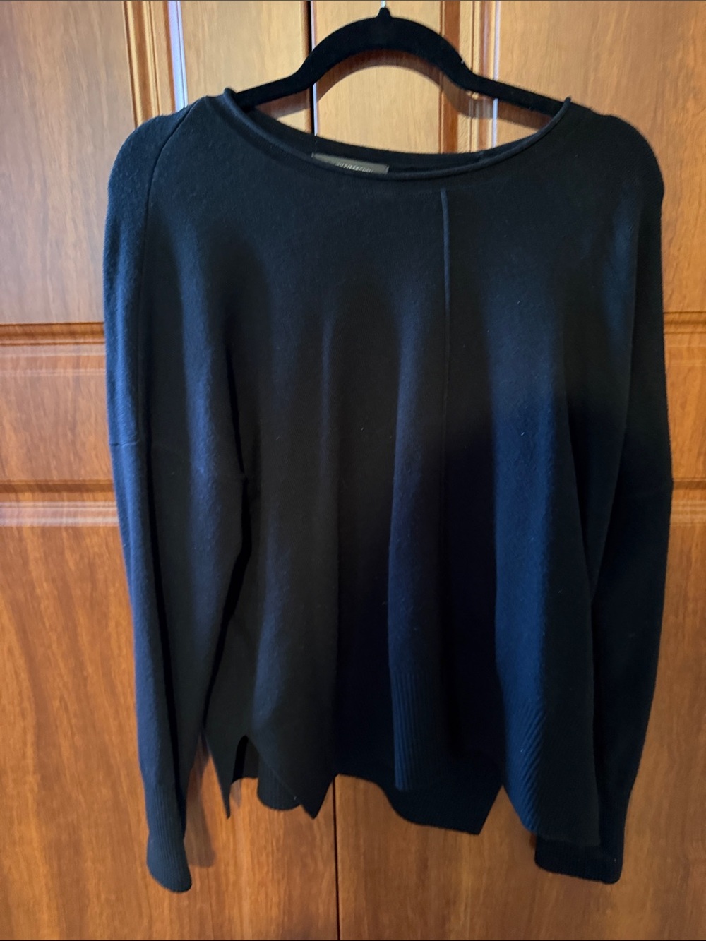 French ConnectionClassic Black Crewneck Sweater with side slits.  Size S